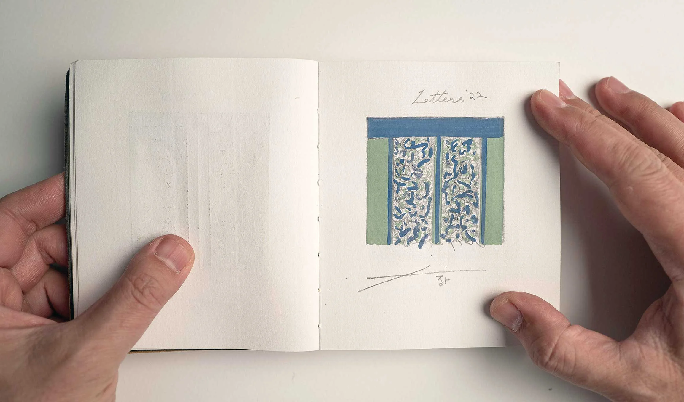 Michael Baastrup Chang's sketch Letters 22, made with graphite and gouache on paper