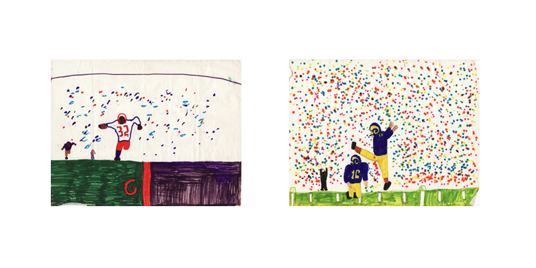 Two childhood drawings by Marty McCutcheon, submitted in response to the artist's letter On Children's Drawings