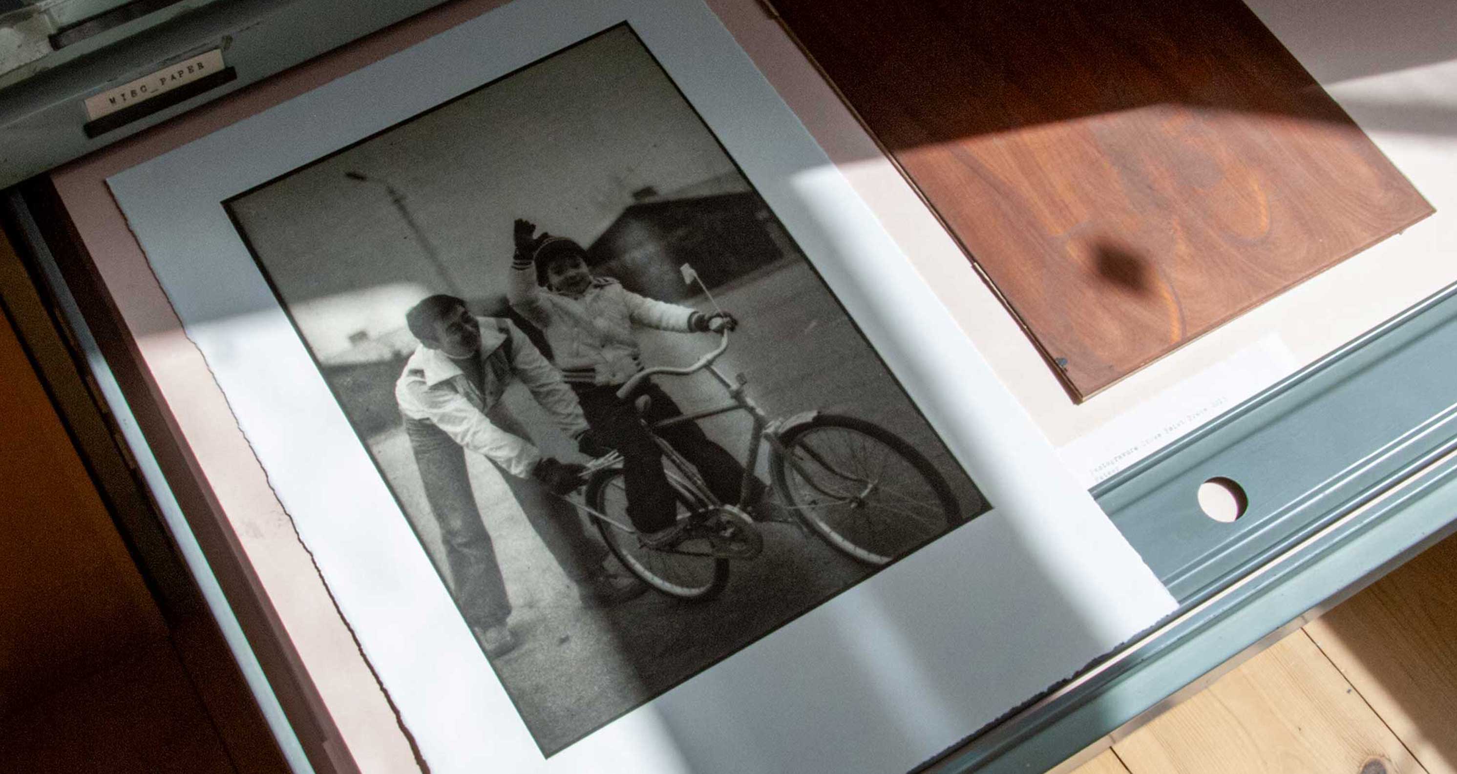 Flatfile drawer with photogravure from Michael Baastrup Chang's work visit at Crown Point Press in 2013.